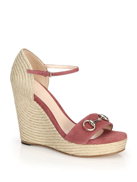 gucci suede espadrilles|Gucci espadrilles wedges pink.